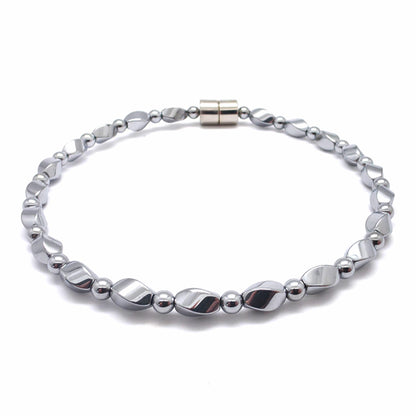 Silver Hematite Twist w Crystal Option