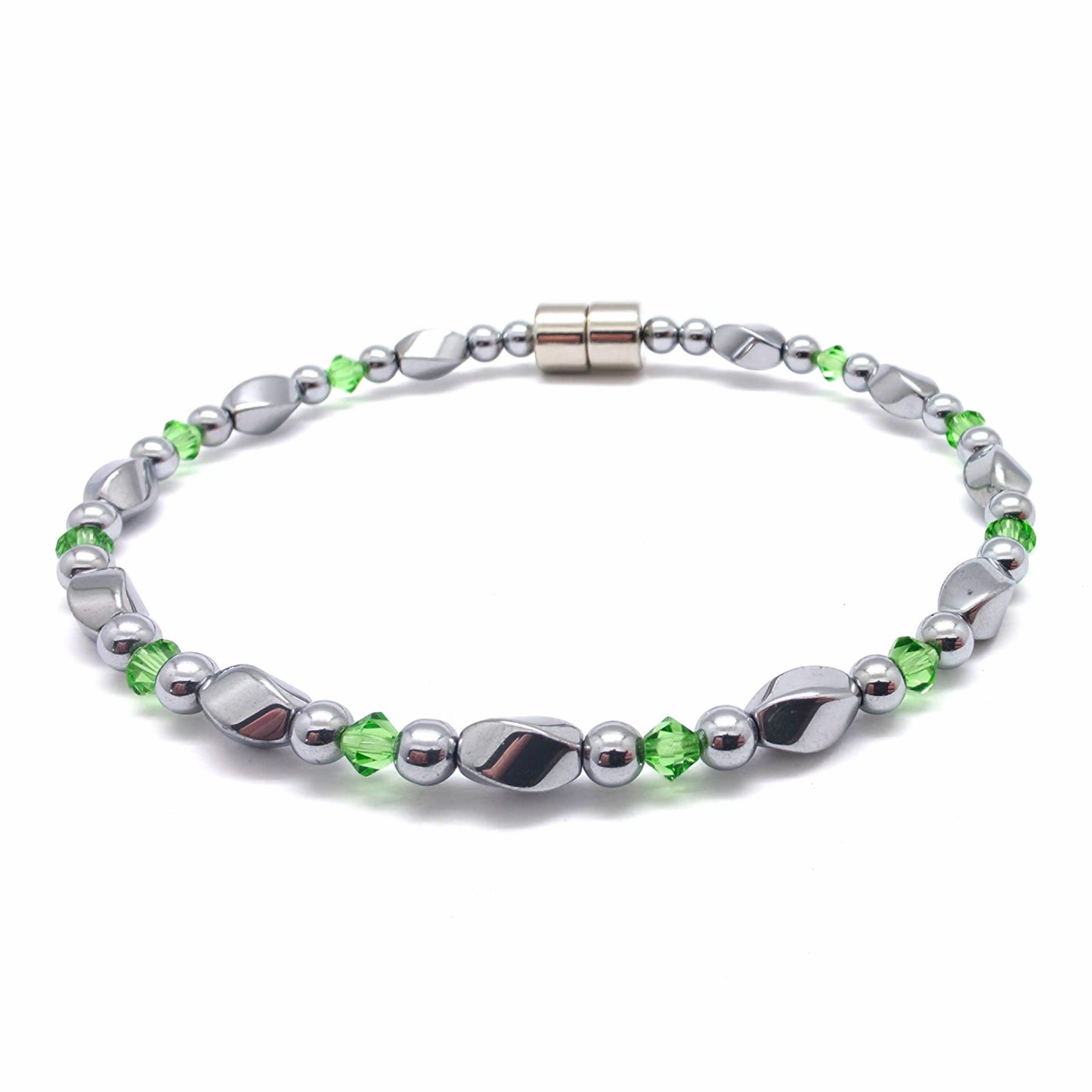 Silver Hematite Twist w Crystal Option