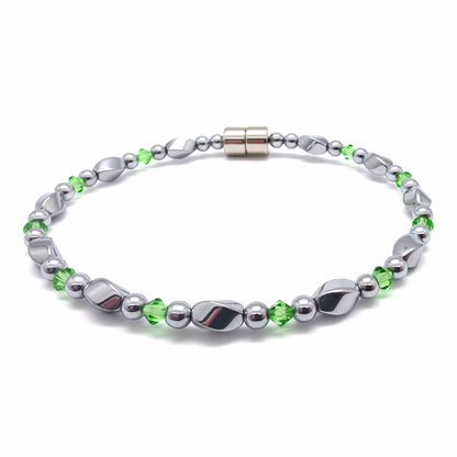 Silver Hematite Twist w Crystal Option