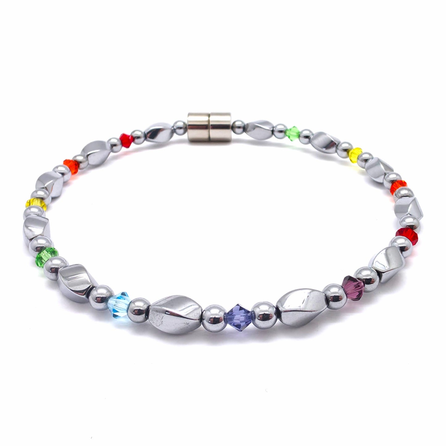 Silver Hematite Twist w Crystal Option