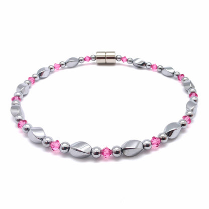 Silver Hematite Twist w Crystal Option