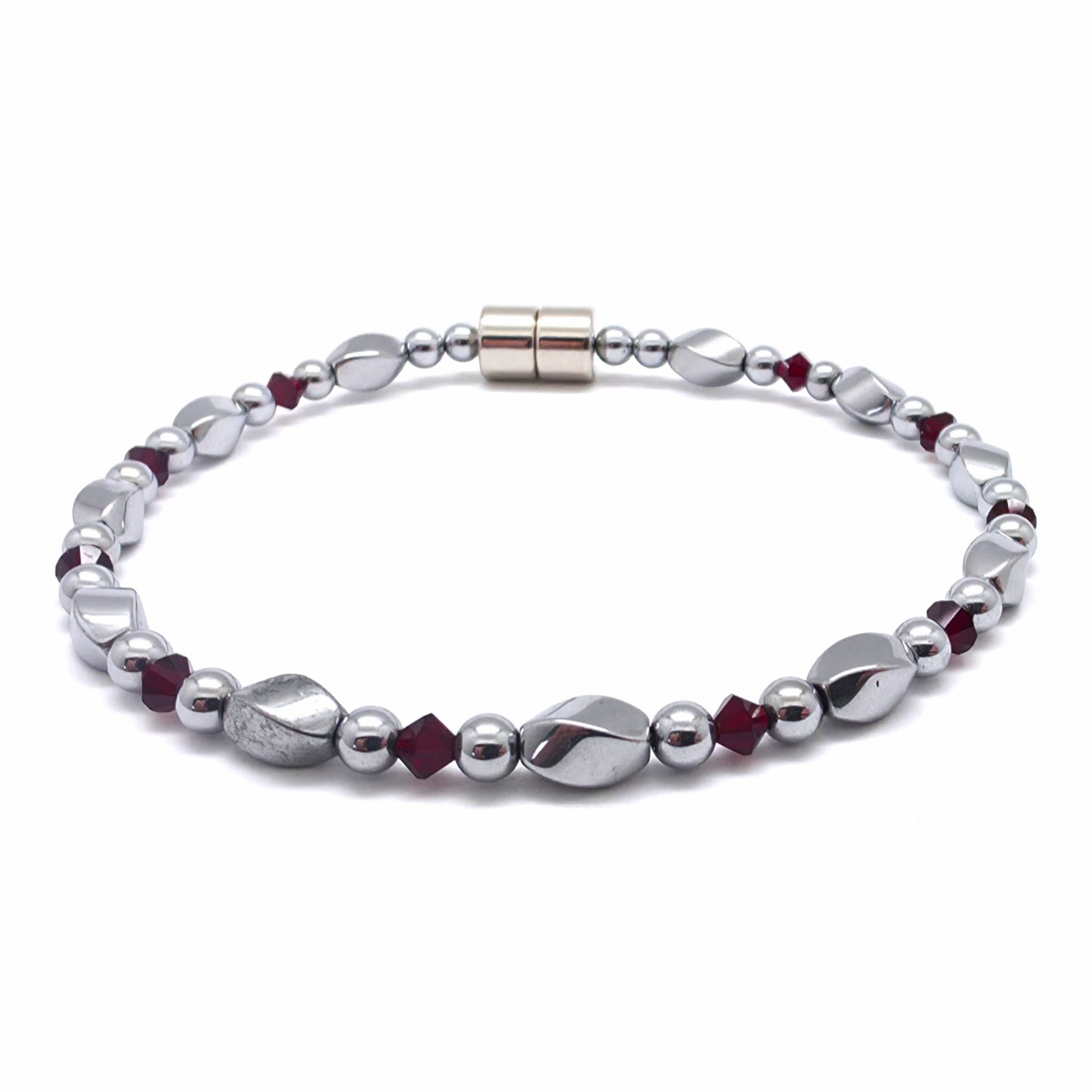 Silver Hematite Twist w Crystal Option