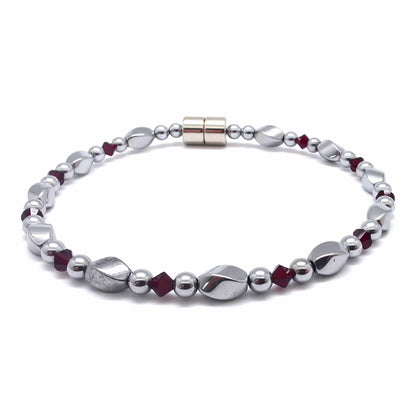 Silver Hematite Twist w Crystal Option