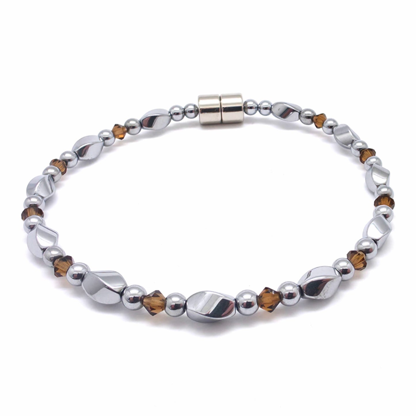 Silver Hematite Twist w Crystal Option