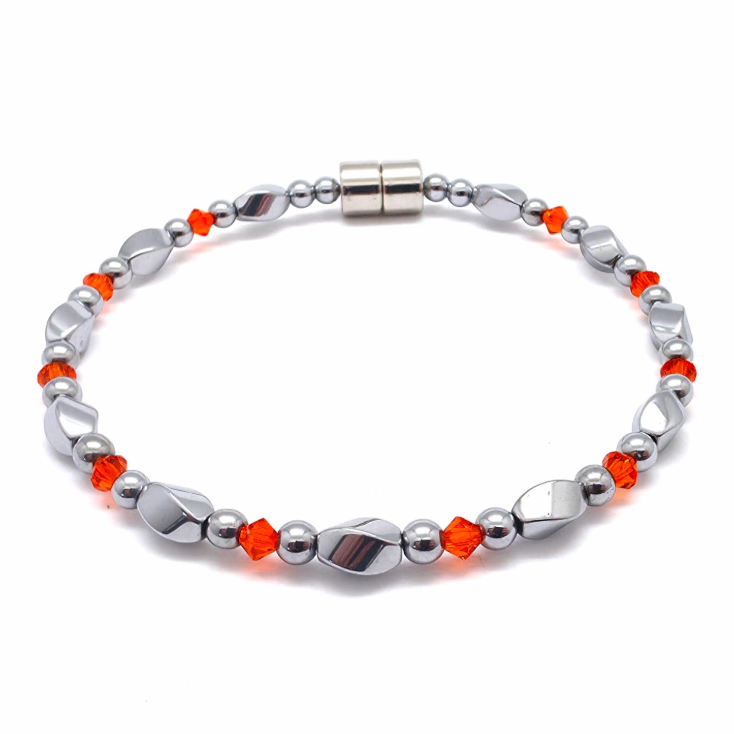 Silver Hematite Twist w Crystal Option