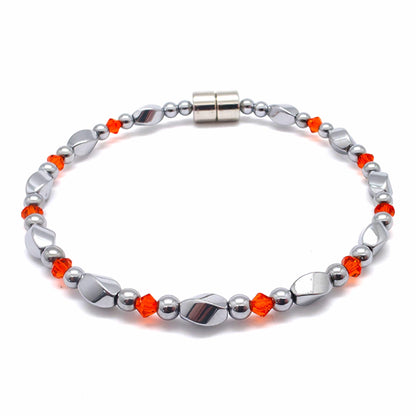 Silver Hematite Twist w Crystal Option