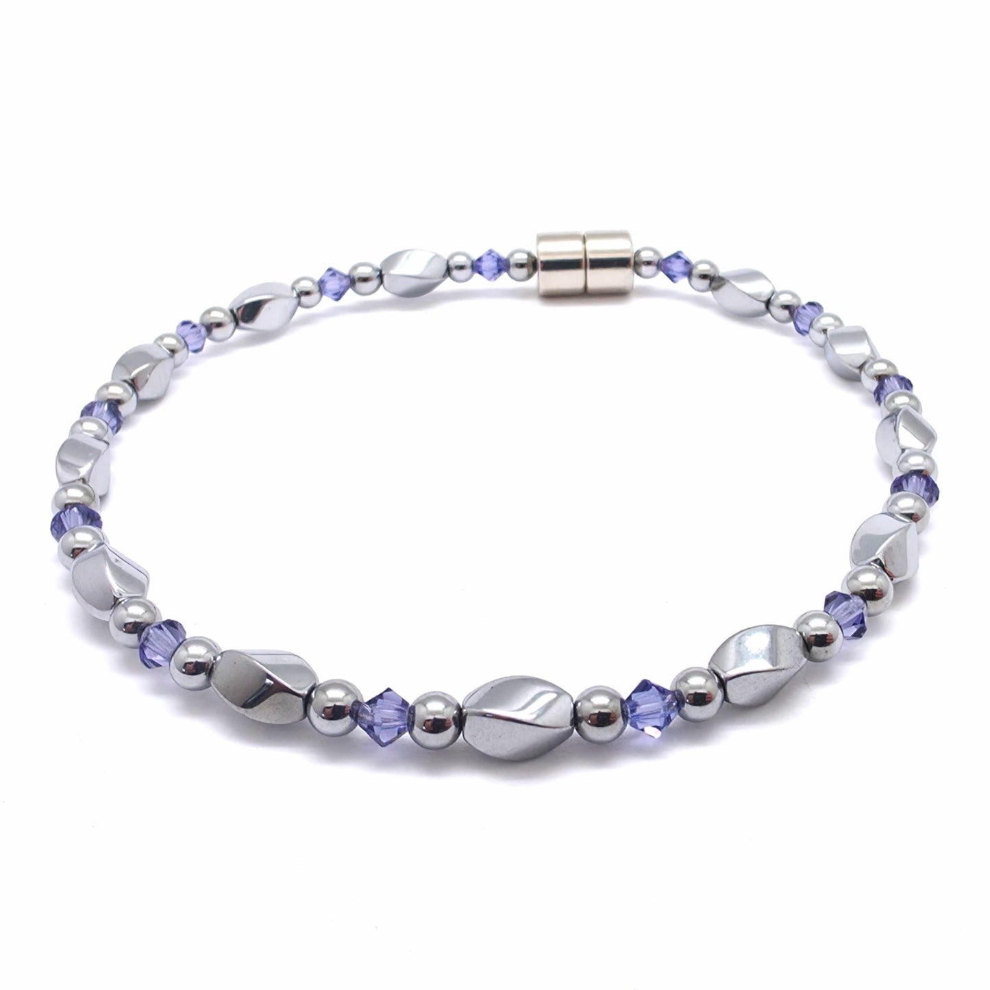 Silver Hematite Twist w Crystal Option