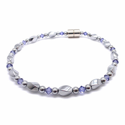 Silver Hematite Twist w Crystal Option