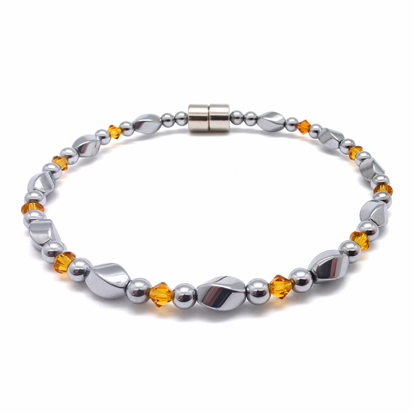 Silver Hematite Twist w Crystal Option