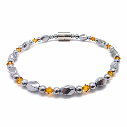 Silver Hematite Twist w Crystal Option