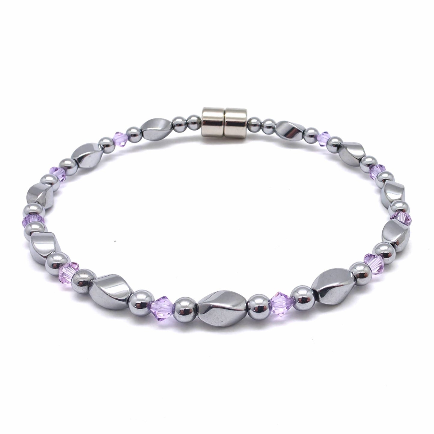 Silver Hematite Twist w Crystal Option