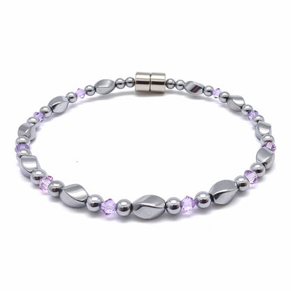 Silver Hematite Twist w Crystal Option