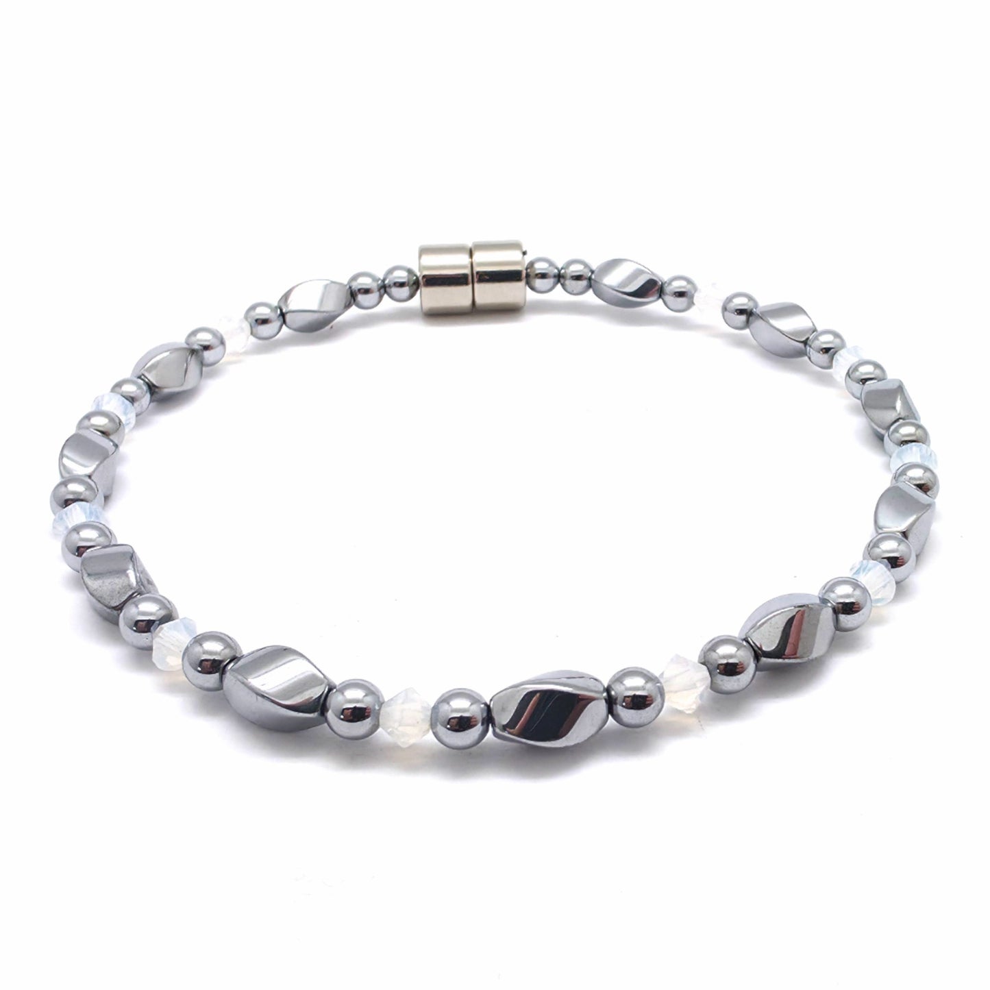 Silver Hematite Twist w Crystal Option