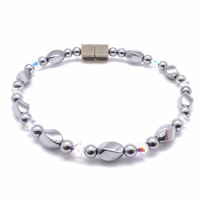 Silver Hematite Twist w Crystal Option