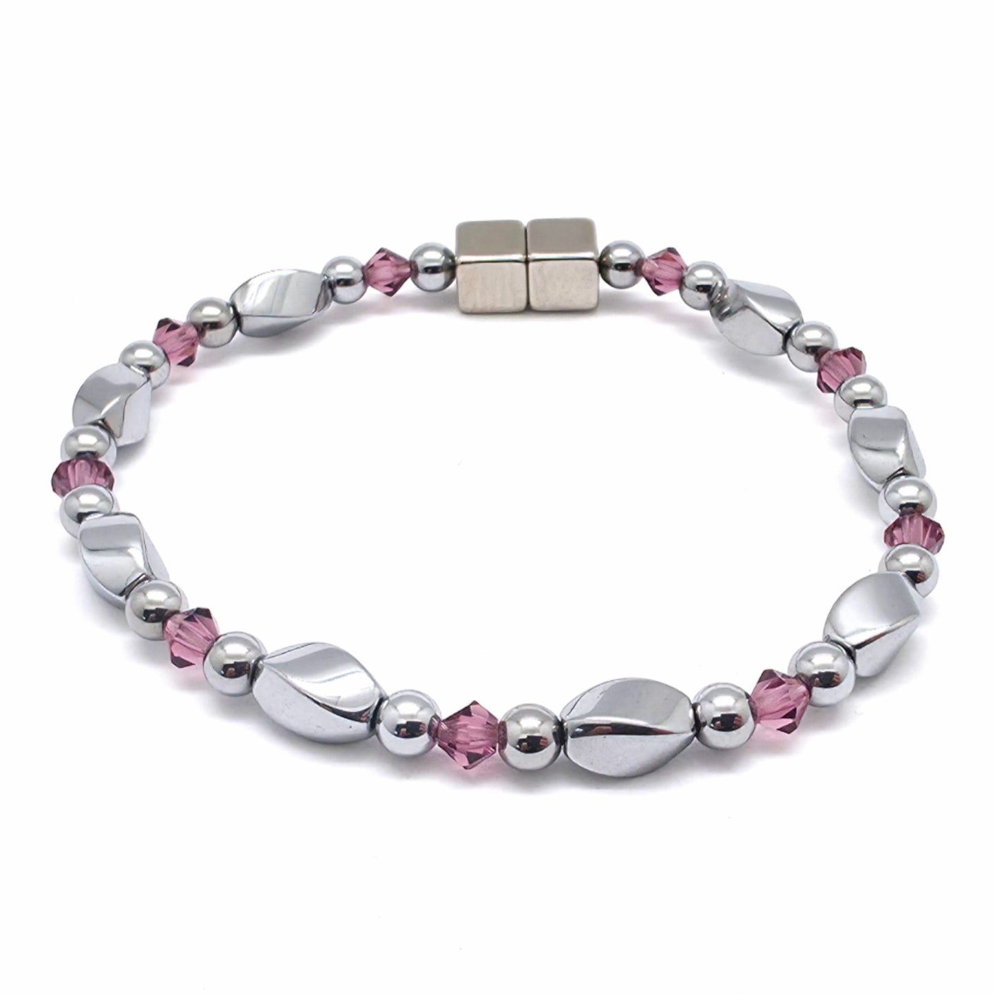 Silver Hematite Twist w Crystal Option