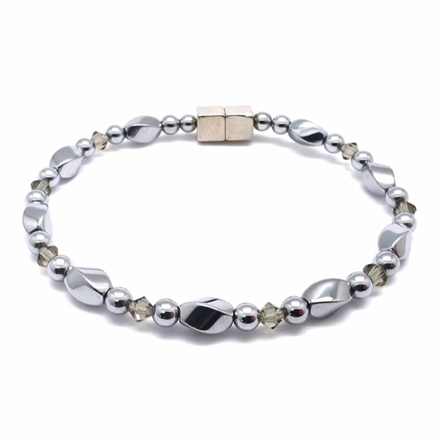 Silver Hematite Twist w Crystal Option