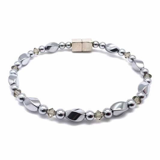 Silver Hematite Twist w Black Diamond