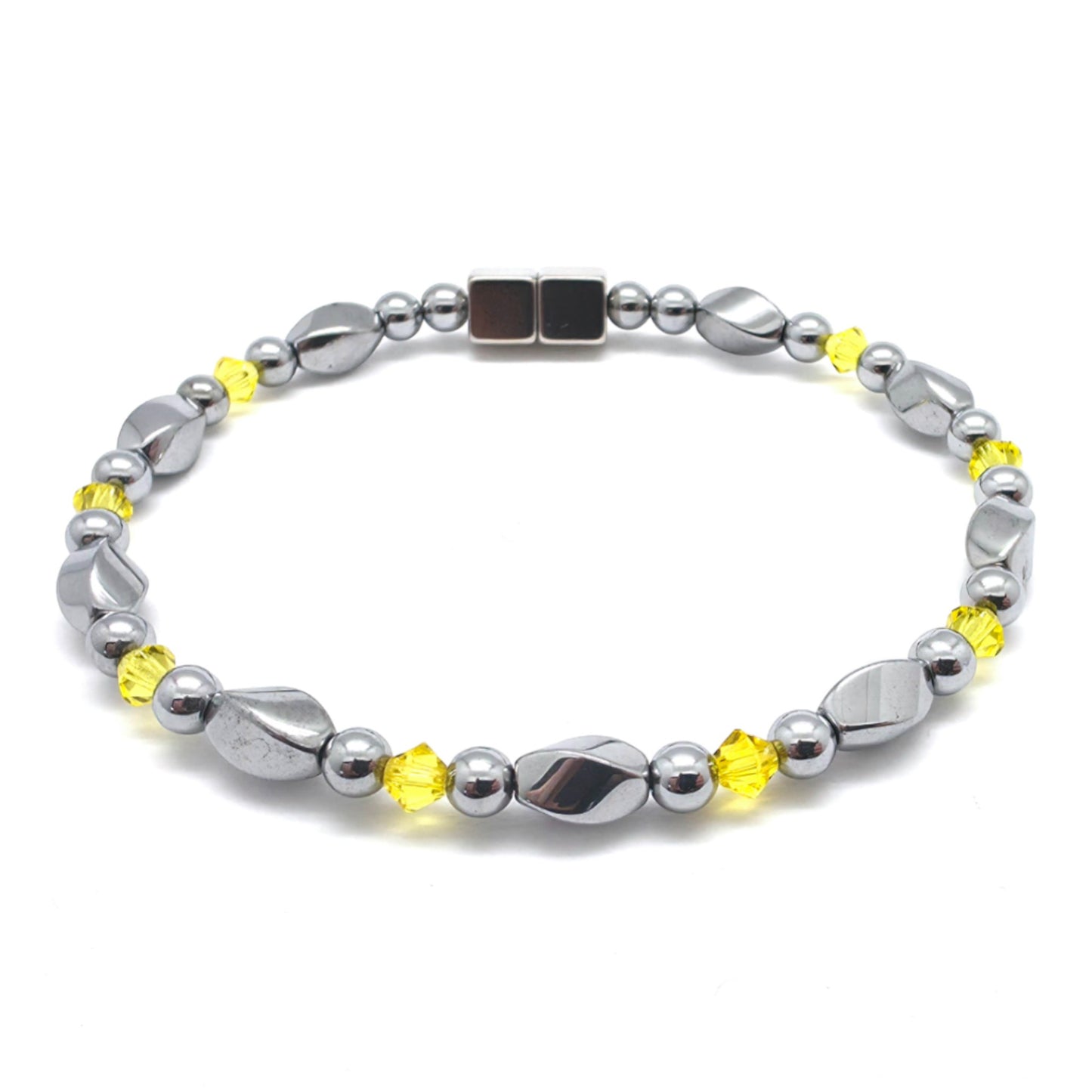 Silver Hematite Twist w Crystal Option