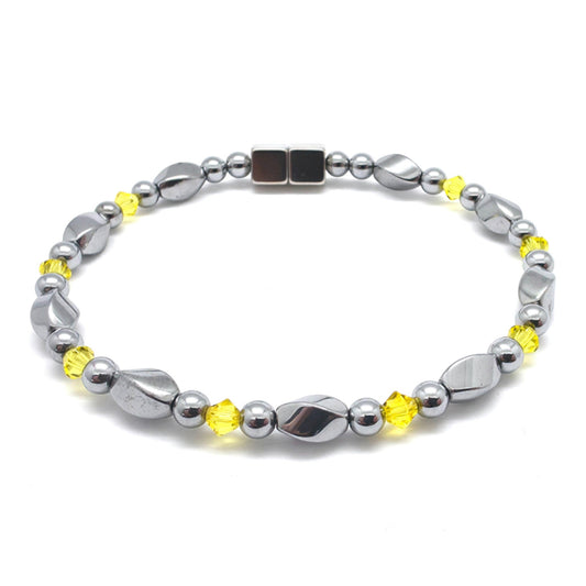Silver Hematite Twist w Citrine