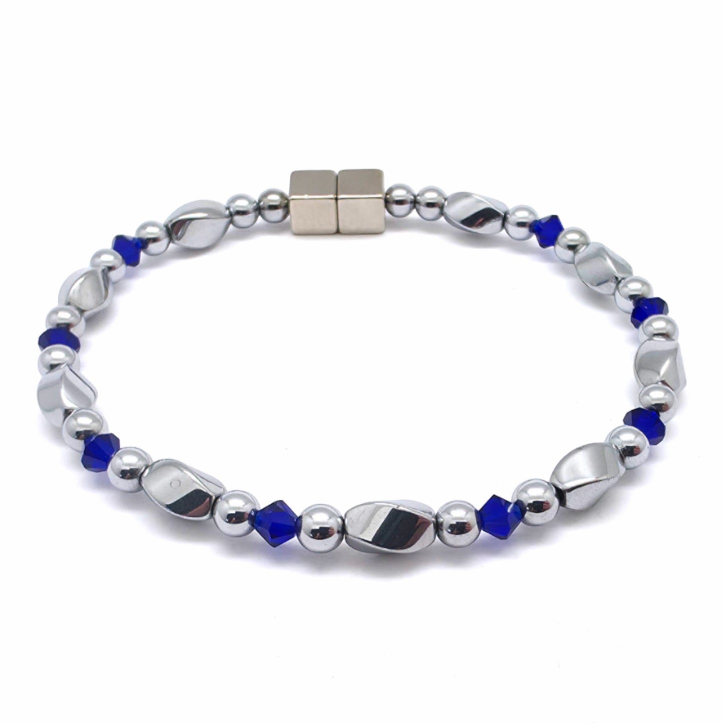 Silver Hematite Twist w Crystal Option