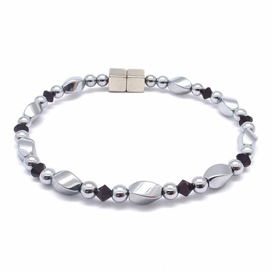 Silver Hematite Twist w Garnet