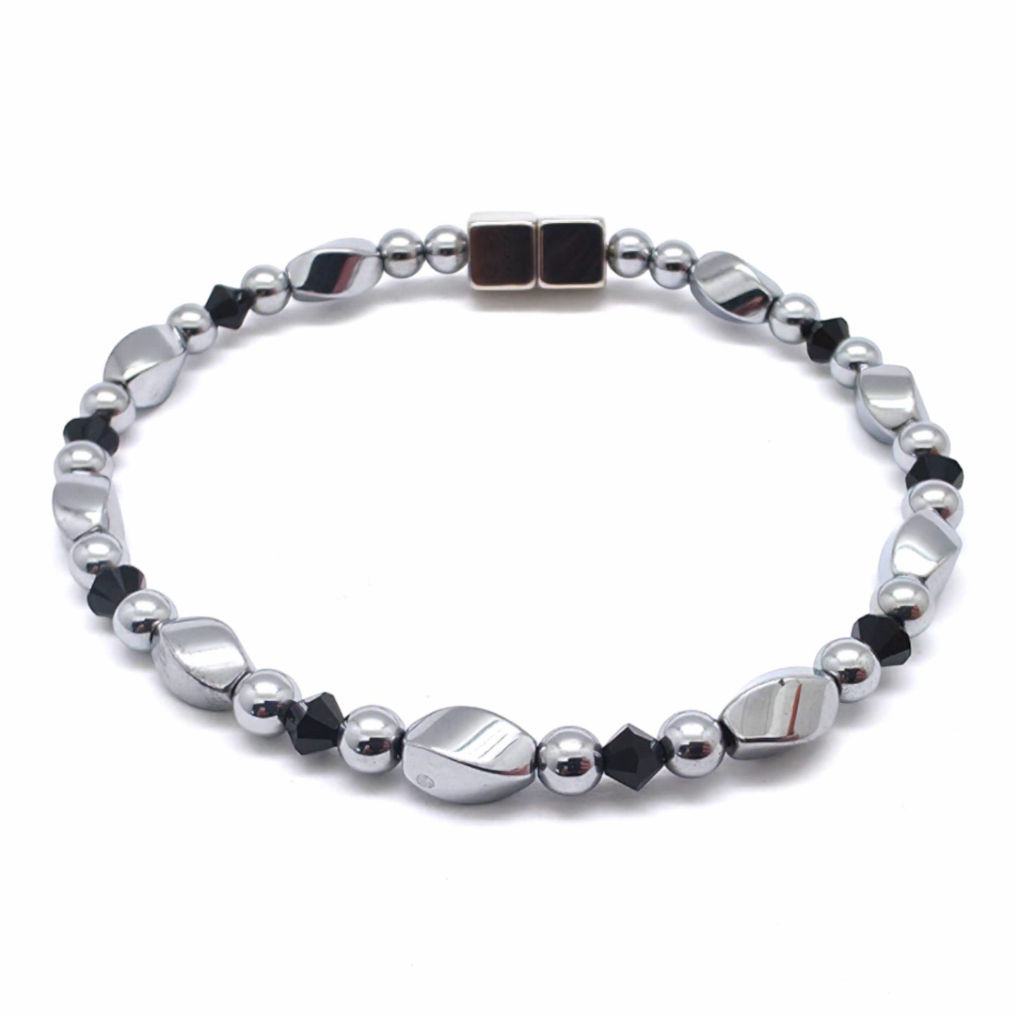 Silver Hematite Twist w Crystal Option