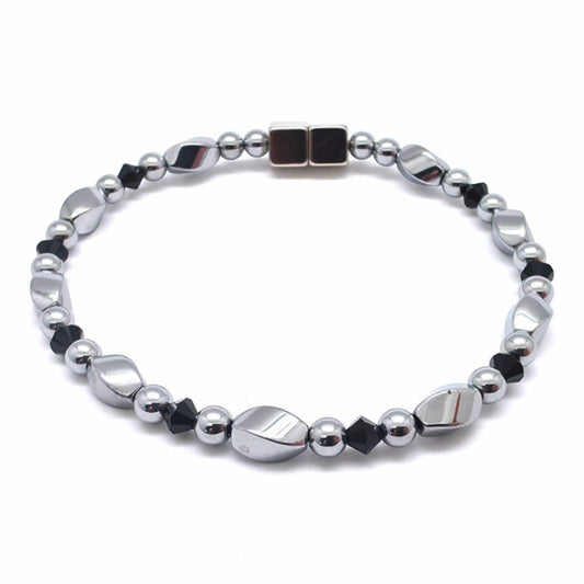 Silver Hematite Twist w Jet Black