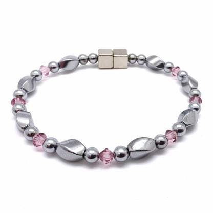 Silver Hematite Twist w Crystal Option