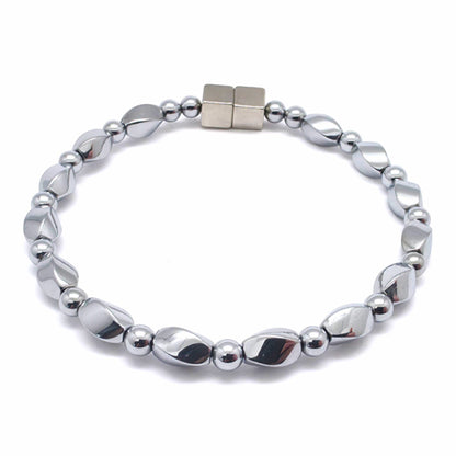 Silver Hematite Twist w Crystal Option