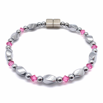 Silver Hematite Twist w Crystal Option