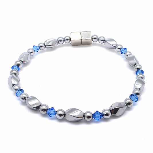 Silver Hematite Twist w Sapphire