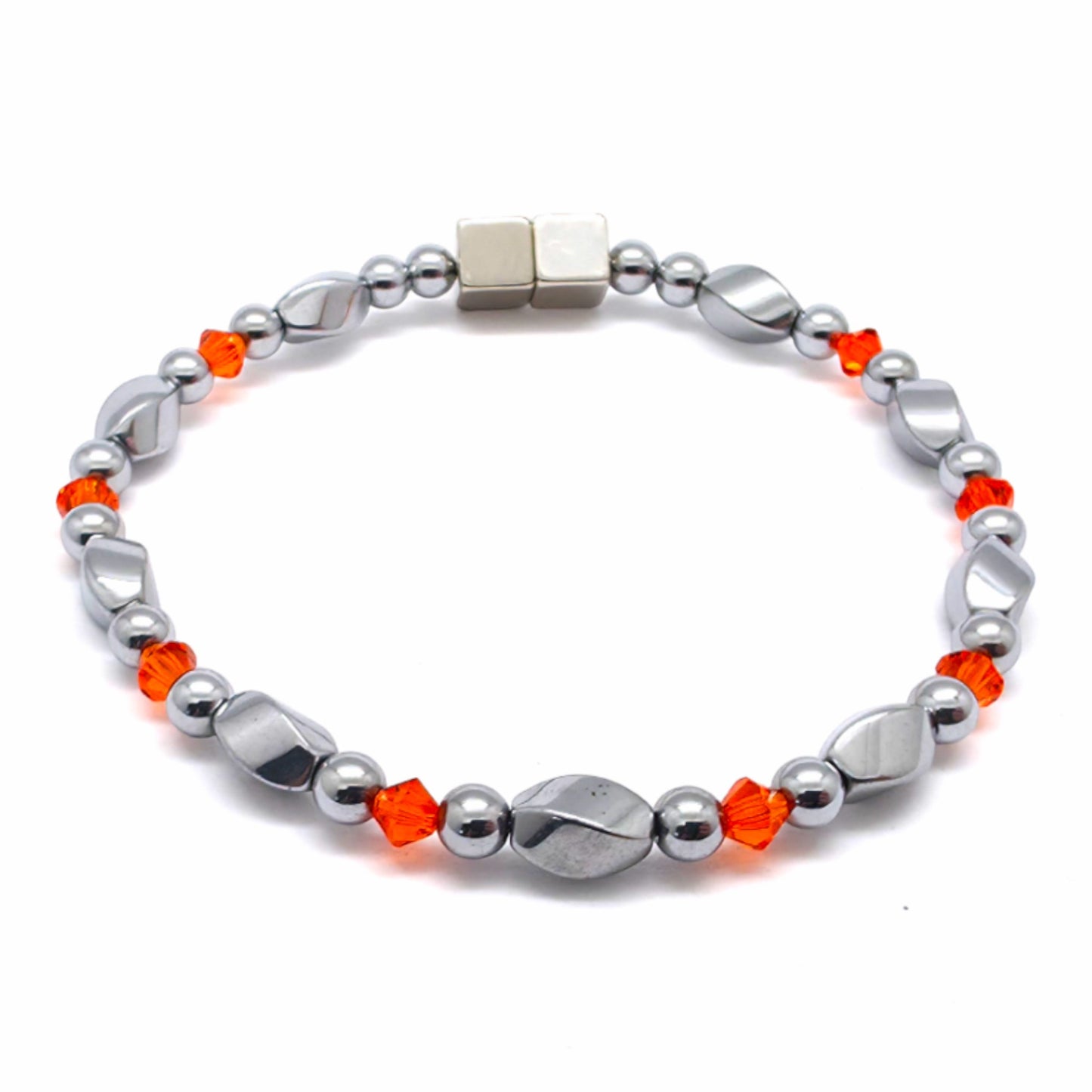 Silver Hematite Twist w Crystal Option