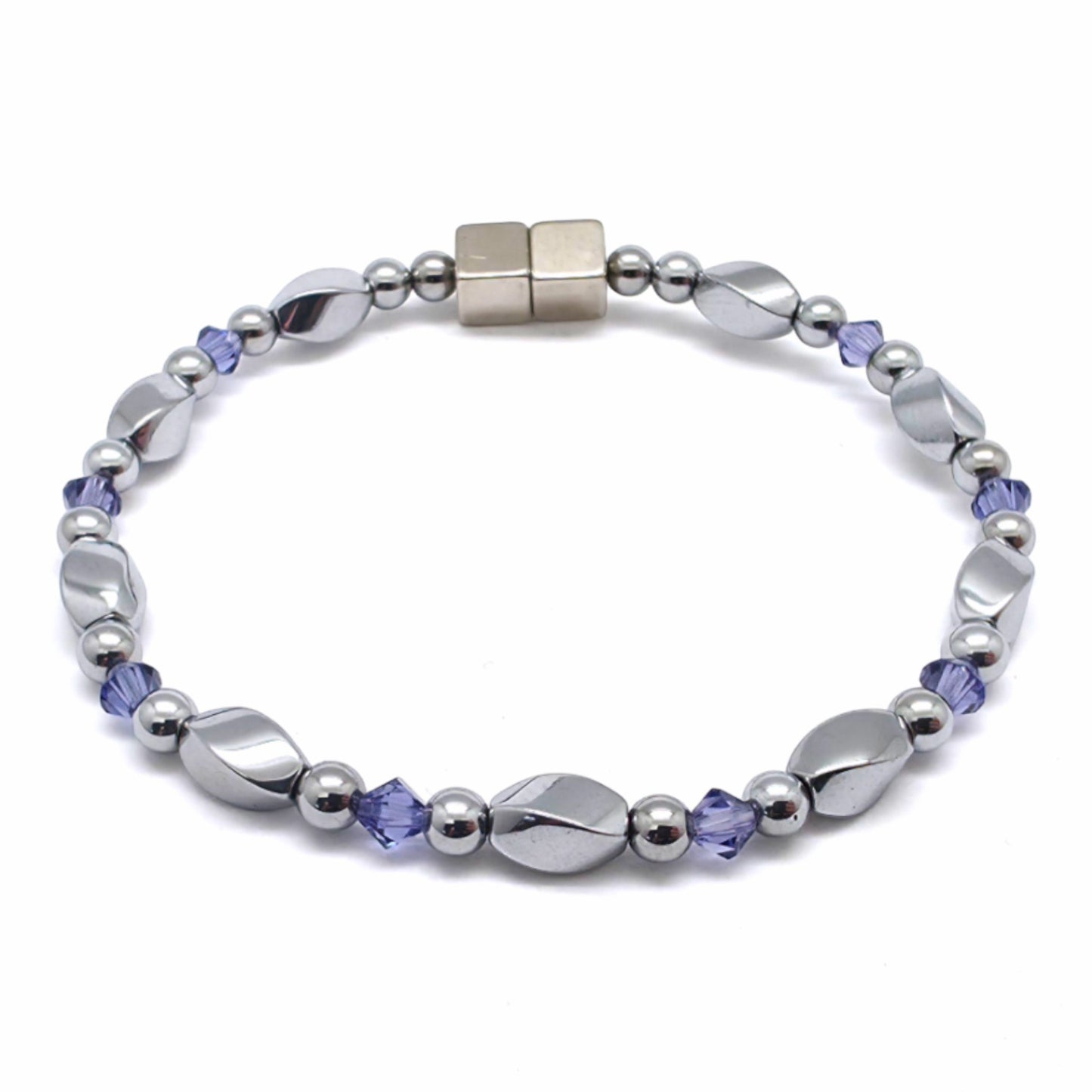 Silver Hematite Twist w Crystal Option