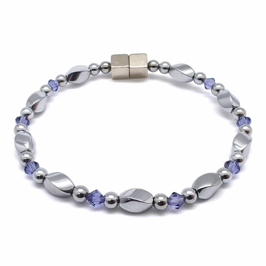 Silver Hematite Twist w Tanzanite