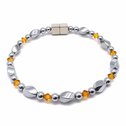 Silver Hematite Twist w Crystal Option