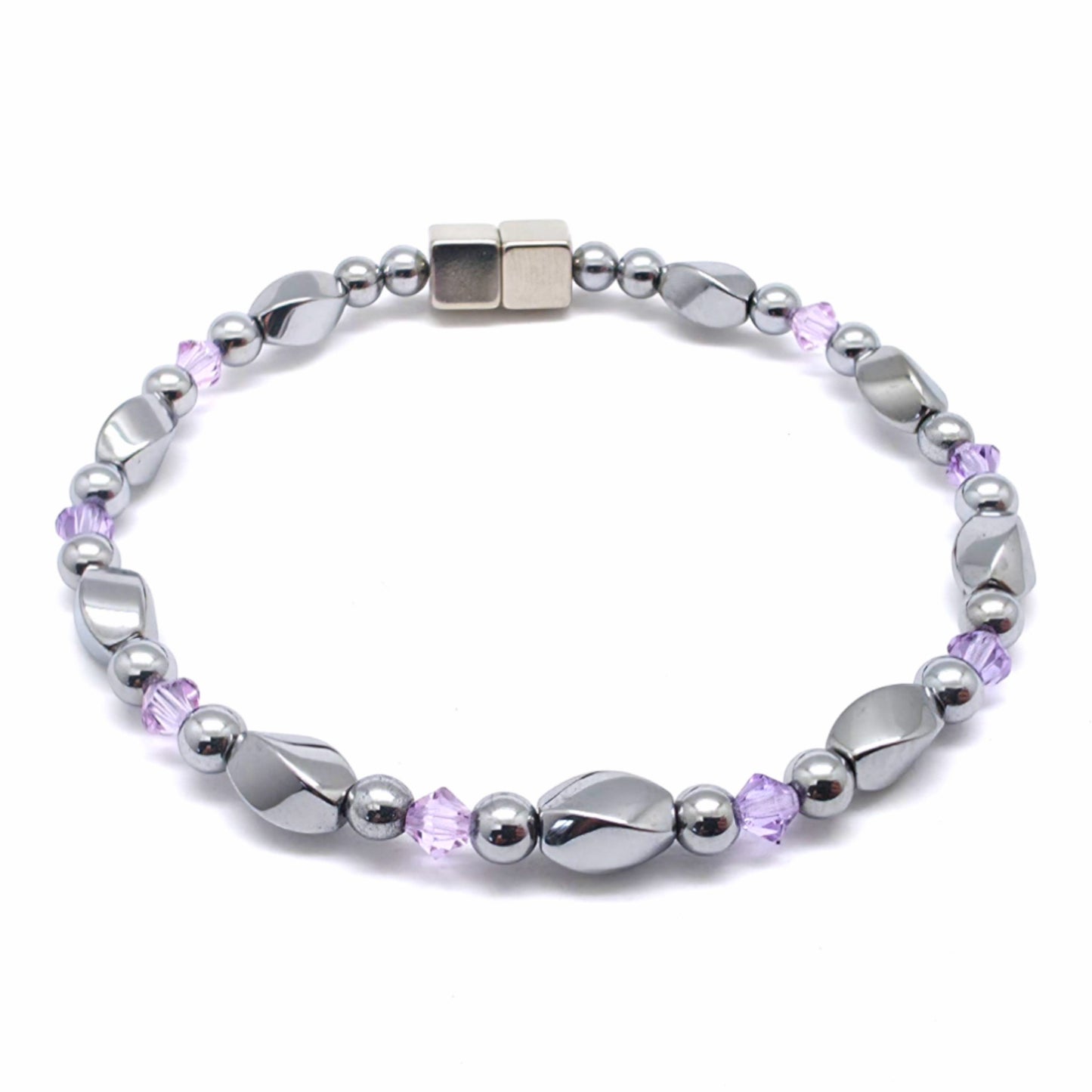 Silver Hematite Twist w Crystal Option