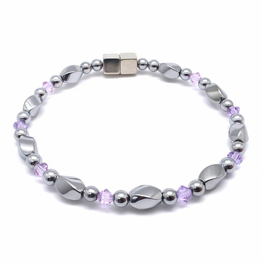 Silver Hematite Twist w Violet