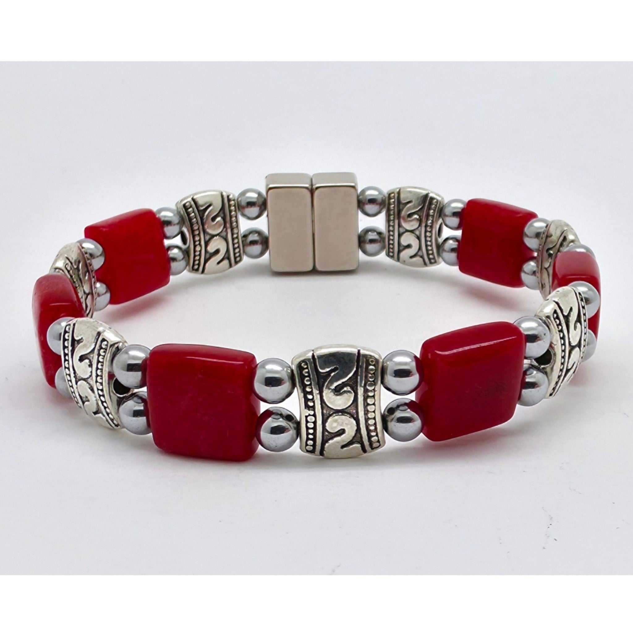 Red Jade Square Double – Unique Magnetic Jewelry