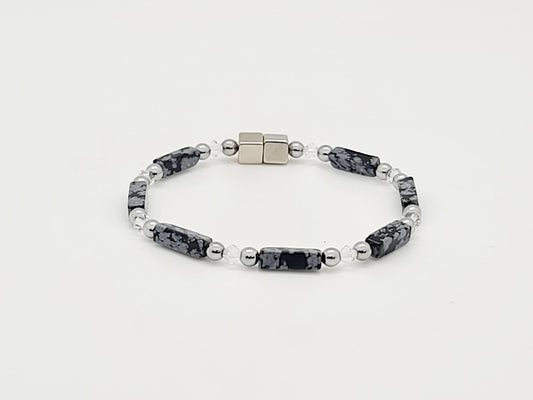 Snowflake Obsidian Rectangle w Crystal