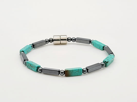 Turquoise with Hematite Rectangle