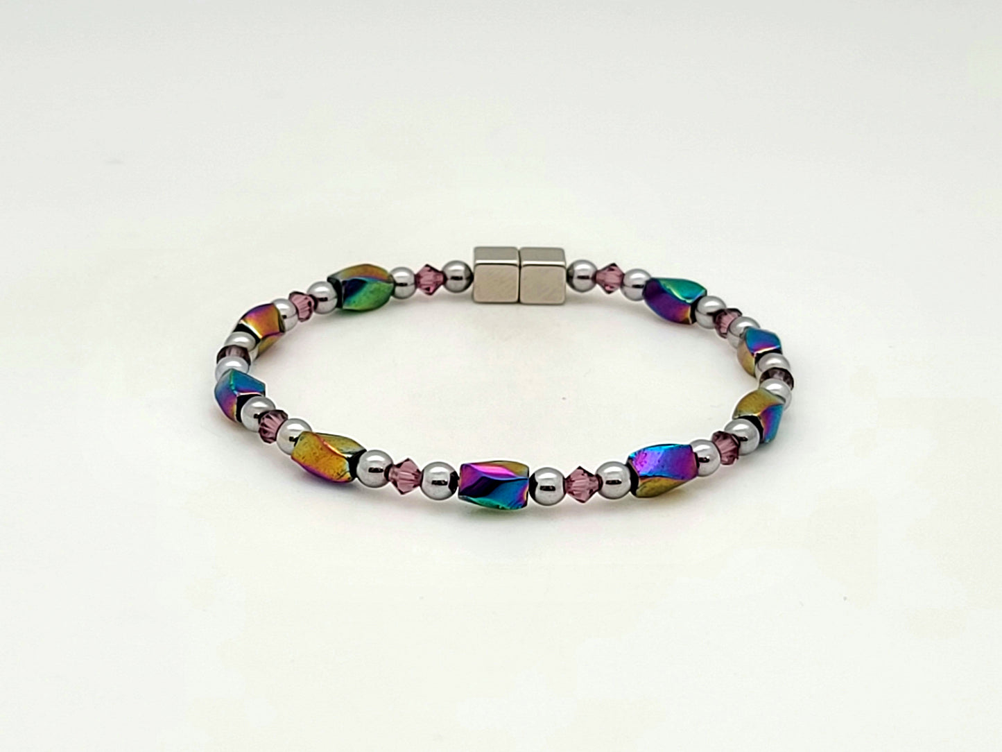 Amethyst Rainbow Hematite Twist Necklace