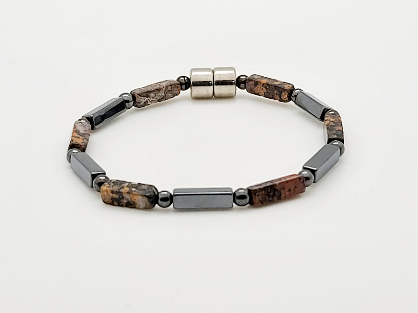 Leopard Skin Jasper with Hematite Rectangle