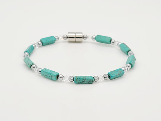 Flecked Turquoise Rectangle w Crystal