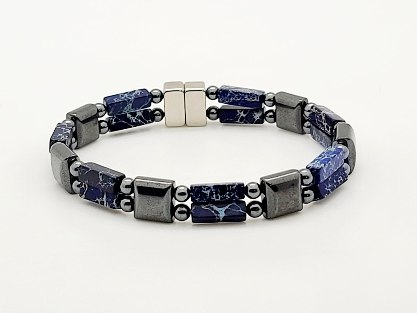 Blue Crackle with Hematite Square