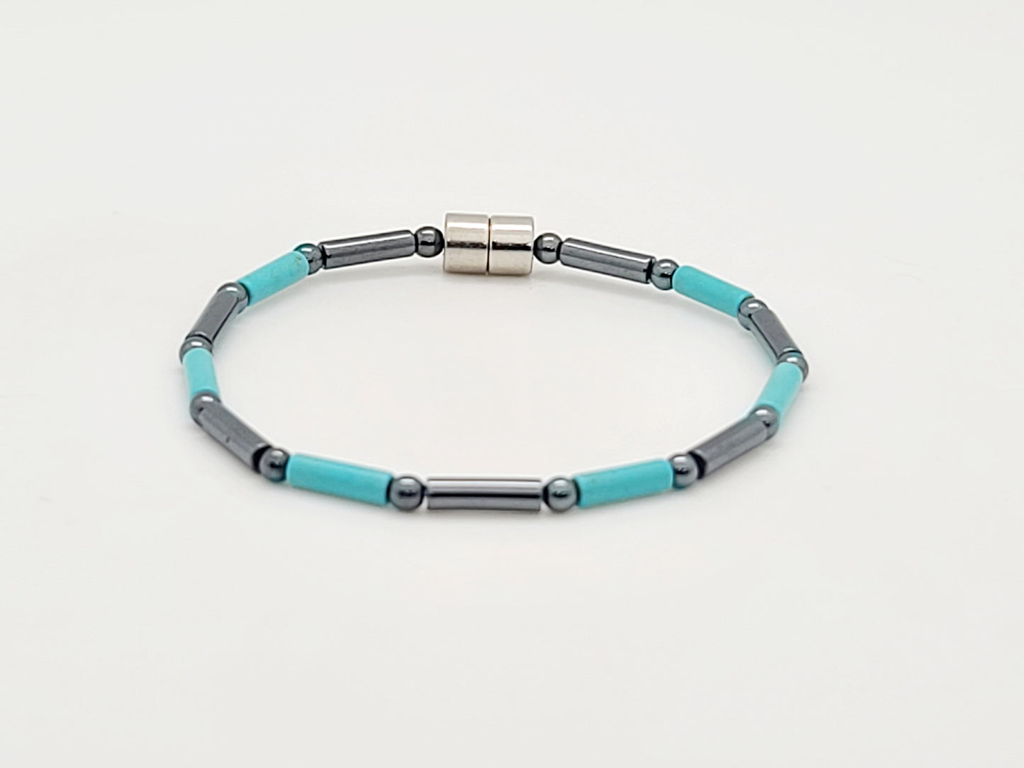 Turquoise w Hematite Tubes