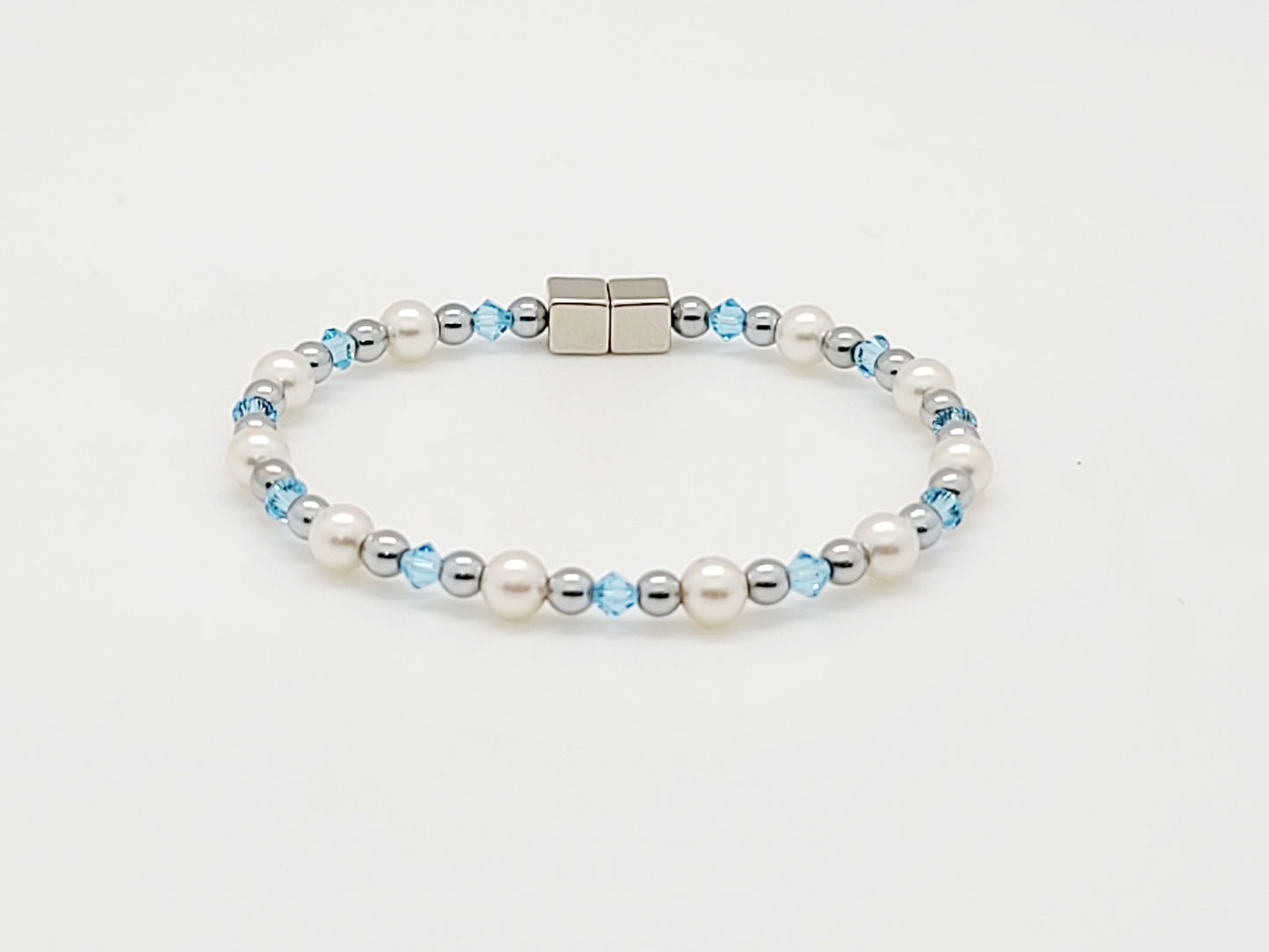 White Pearl with Aquamarine