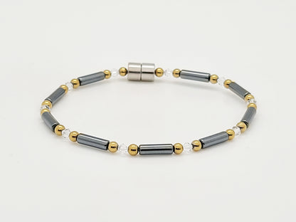 Black Hematite Tube w Crystal Necklace