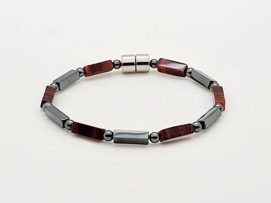 Red Tiger's Eye with Hematite Rectangle