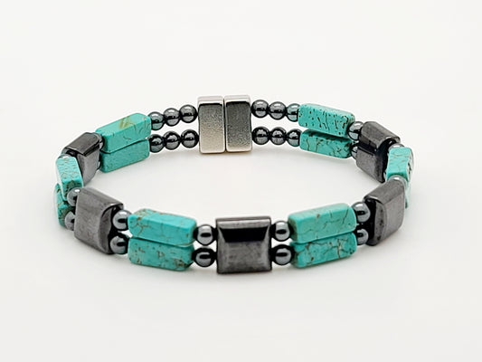 Turquoise with Hematite Square