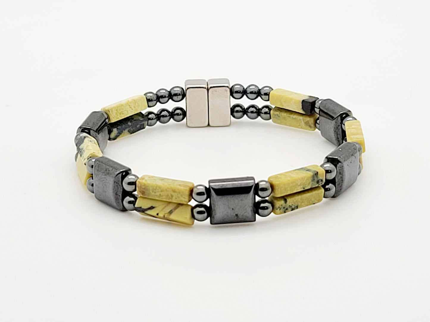 Yellow Turqouise with Hematite Square